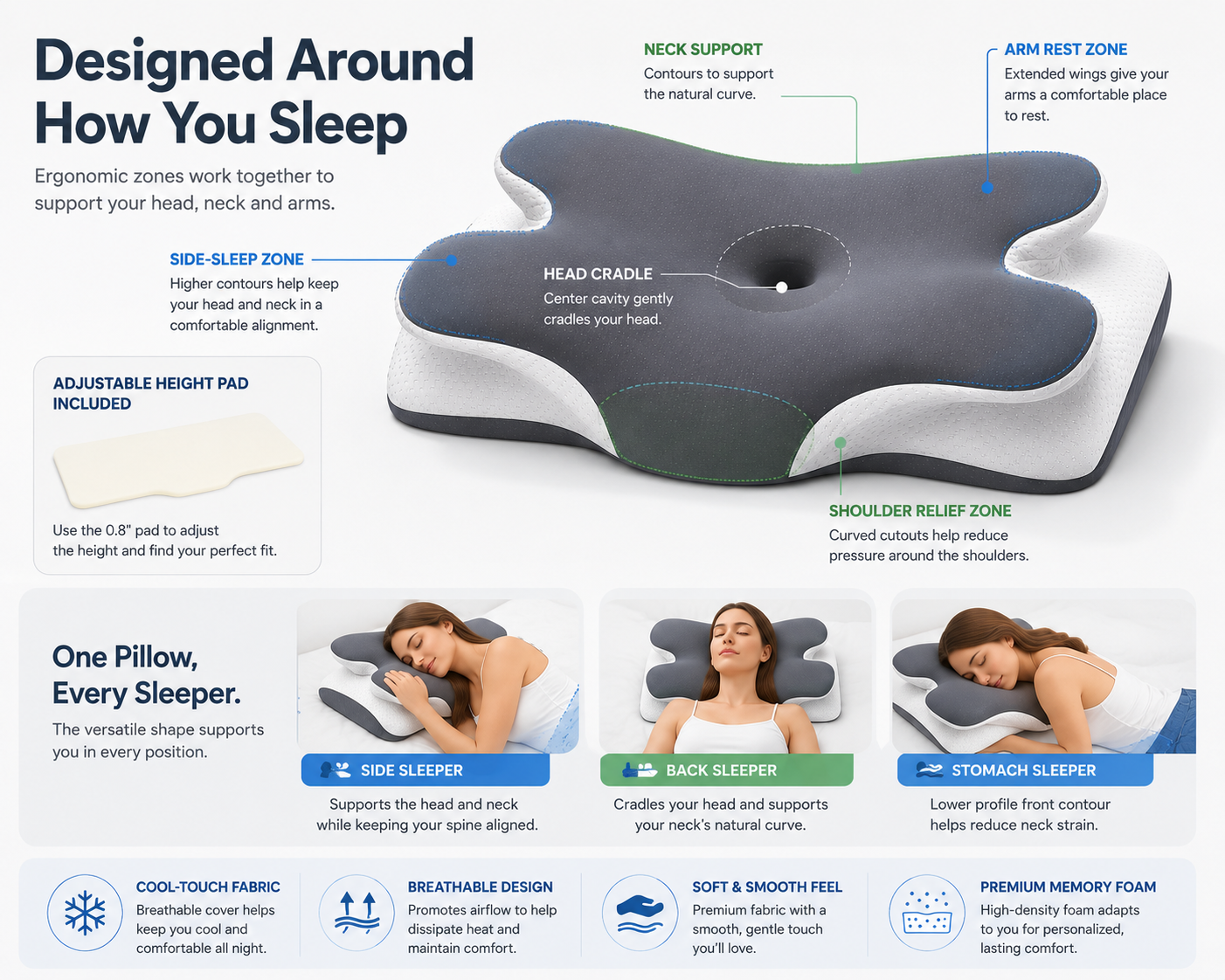 Cooling Contour Memory Foam Pillow